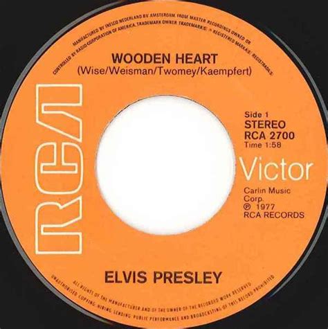 Single Elvis Presley Wooden Heart Muss I Denn… Simply Listening