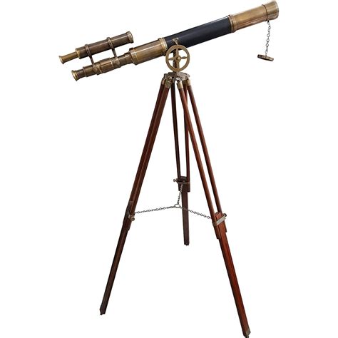 Nautical Style Black Leather Telescope Maritime Brass Antique Double Barrel Designer Telescope W