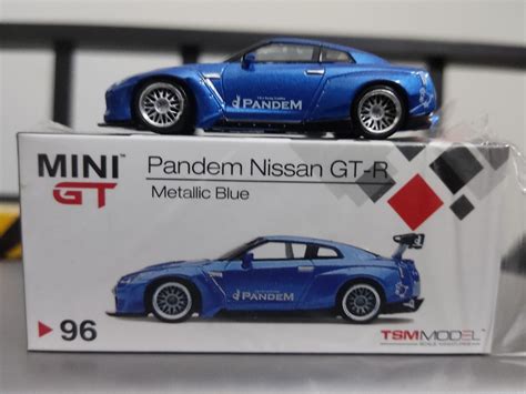 1 64 Tsm Model Mini Gt Pandem Nissan Gt R R35 Gt Wing Metallic Blue Rhd 96 Mgt00096 R Damaged