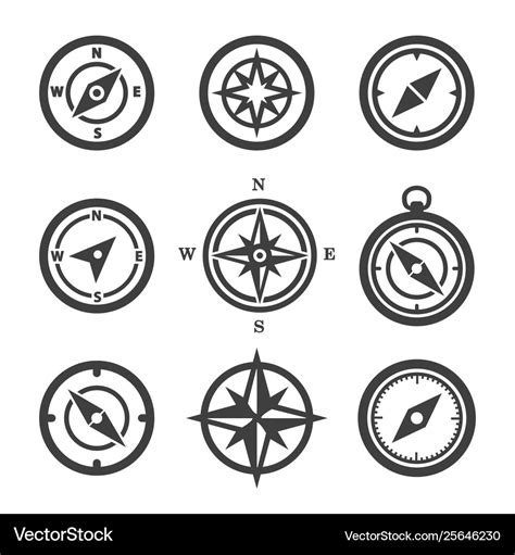 Set Compass Icons Royalty Free Vector Image Vectorstock