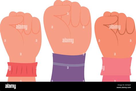 Girl Power Concept Women Fists Up Icon Over White Background Flat