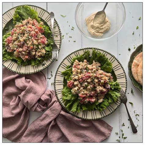 Plant Based Korean Bbq Chikn Salad With Hummus Dressing Adrienne S