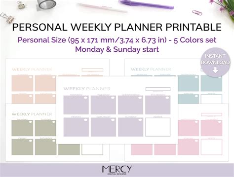 A Vertical Weekly Planner Printable Pastel Mercy Digital Designs