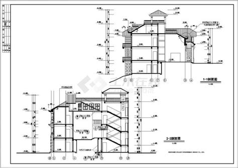 某地豪华的木制小型多层别墅建筑施工图联排别墅土木在线