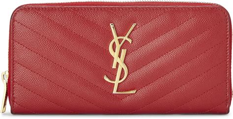 Amazon Yves Saint Laurent Pre Loved Red Grainy Leather Zip Around