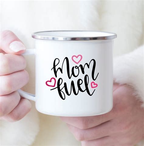 Mom Fuel Coffee Mug T Tea Cup White 10 Oz Handmade