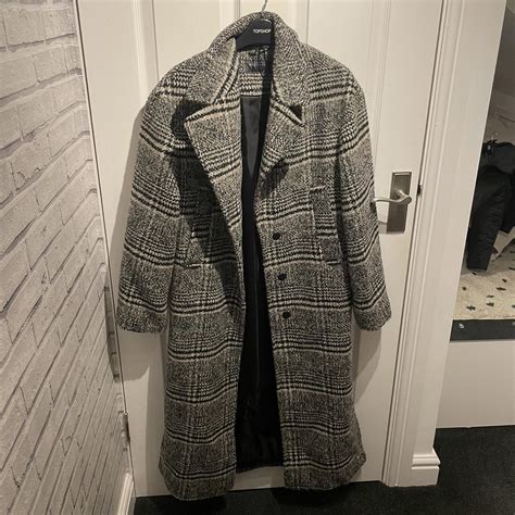 Marks Spencer Women S Black And Grey Coat Depop