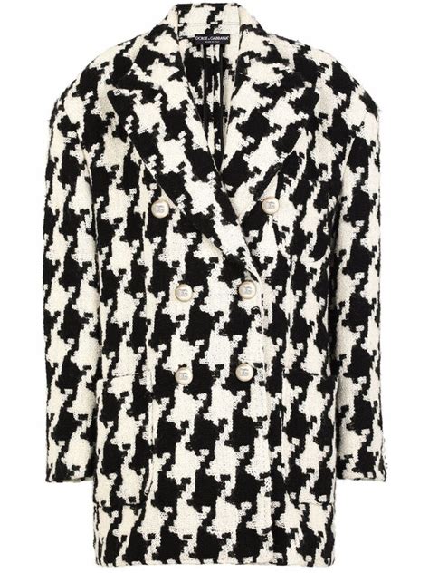 Dolce Gabbana Houndstooth Wool Blend Coat ShopStyle