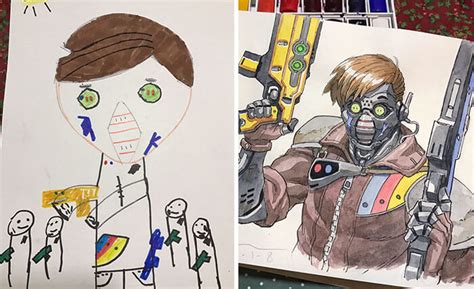 Dad Transforms Son S Doodles Into Anime Characters And They Look Amazing