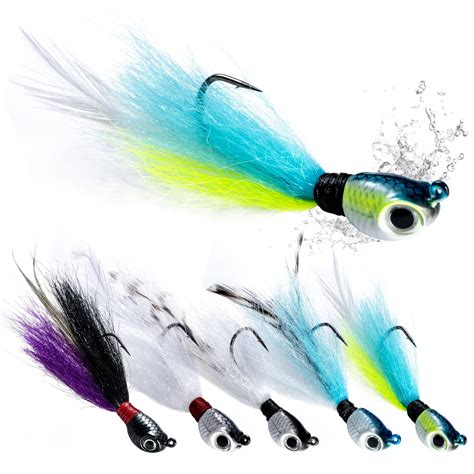 Goture Glow Bucktail Jigs Saltwater Pompano Jigs Hair Jigs Fluke Jig