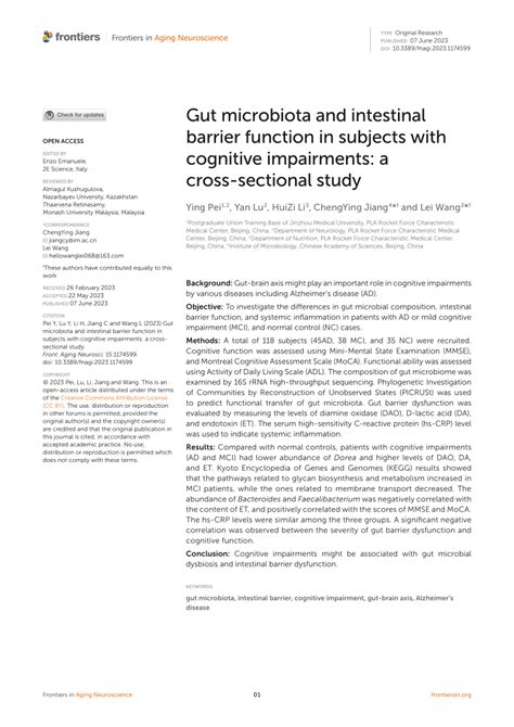 (PDF) Gut microbiota and intestinal barrier function in subjects with ...