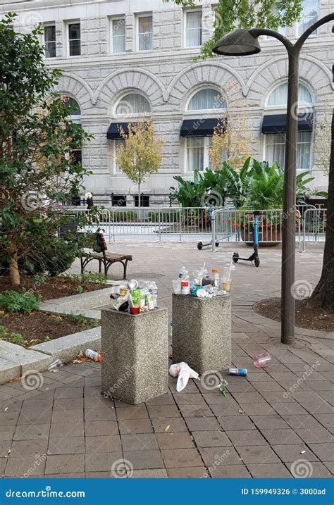 Overflowing Trash Cans In Washington Dc Editorial Photo Image Of