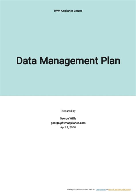 Data Management Plan Template Google Docs Word Apple Pages