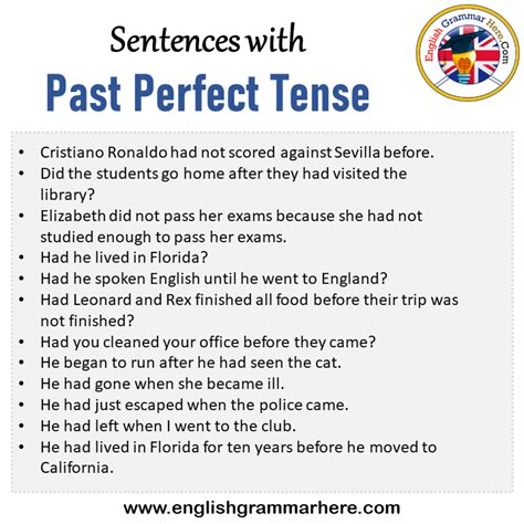 Sentences With Past Perfect Tense Past Perfect Tense In A Sentence In