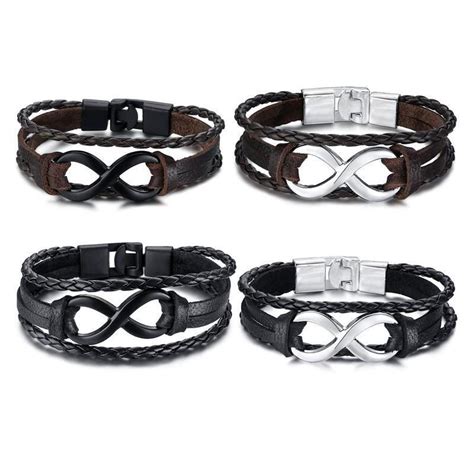 Bol Infinity Armband Voor Heren Zwart Leer Met Zwarte Accenten