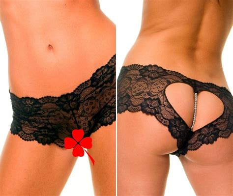 Pearl Crotchless Panties Pearl Heart Open Back Panty Lace Panties With