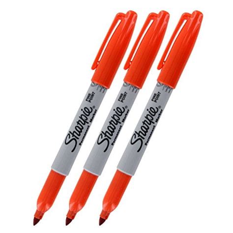 Sharpie Permanent Marker Fine Point Orange Pack Of 3