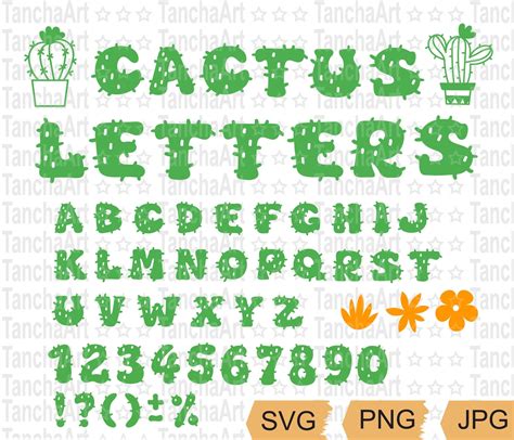 Cactus Font Svg Cactus Alphabet Printable Cactus Letters Cut Etsy