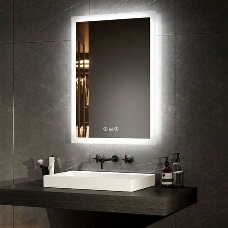 Emke Bathroom Mirror With Led Lights Smart Motion Sensor Dimmable