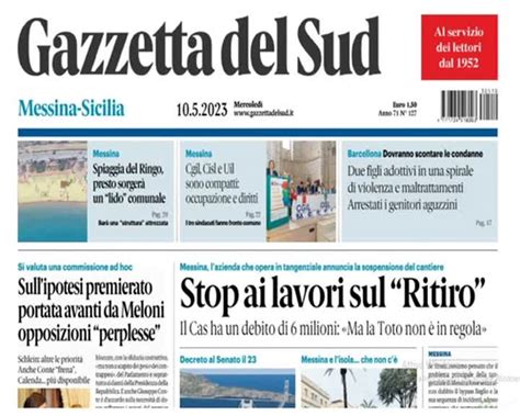 Rassegna Stampa 10 05 2023 Edizione Messina Gazzetta Del Sud