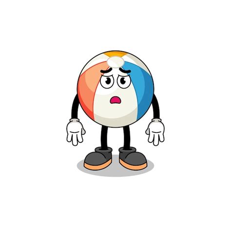 Premium Vector Beach Ball Cartoon Illustration With Sad Face