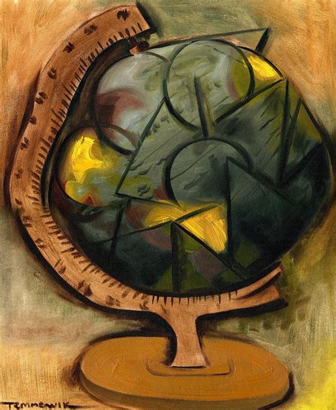 Abstract Cubism World Globe Art Print Painting By Tommervik Pixels