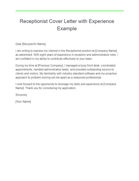 Receptionist Cover Letter 18 Examples Pdf Tips