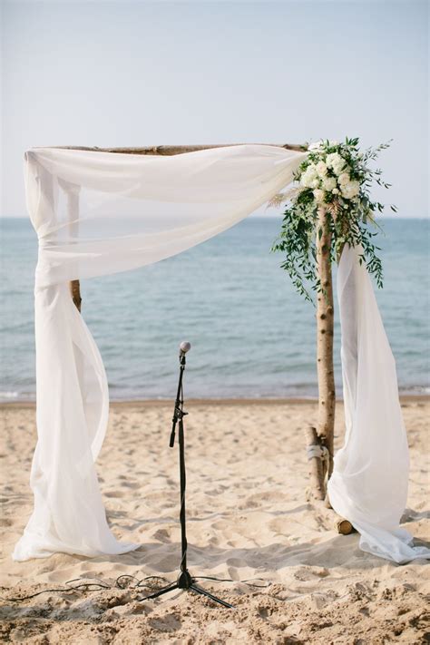 Simple White Beach Wedding Arch Ideas With Greenery Beach Wedding