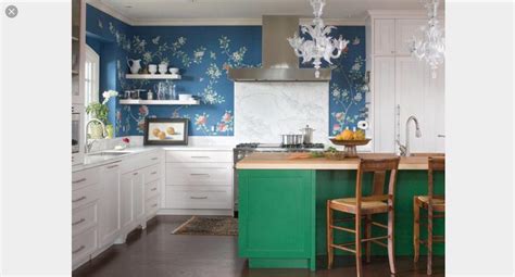 Wall Paper Adds So Much Whimsy To This Kitchen Eclectic Kitchen