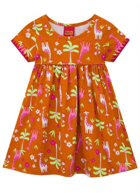 Vestido Infantil Laranja Kyly