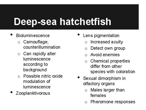 Biological adaptations of deep sea fishes Ashley Fooy