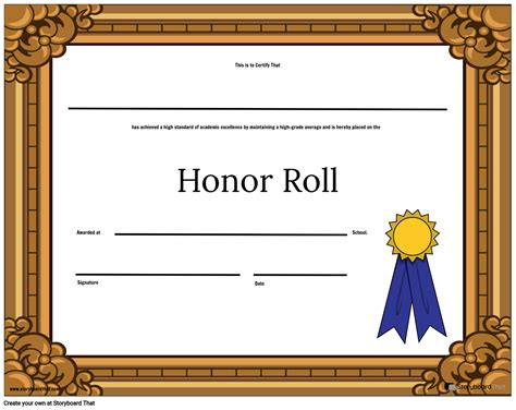 Honor Roll Certificate Template