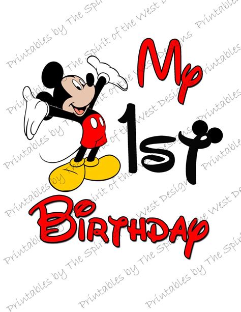 My First Birthday Mickey Mouse Printable Party Image Use As Iron On T