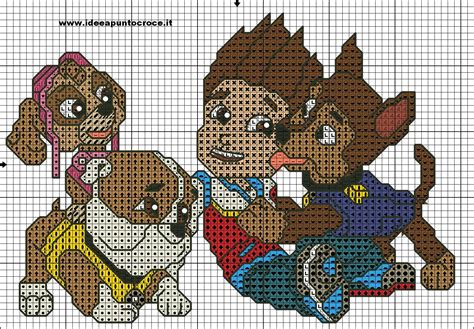 Schema Paw Patrol Motifs De Toile Broderie Point De Croix Broderie