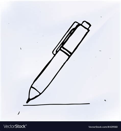 Pen With Line Hand Drawn Doodle Object Royalty Free Vector