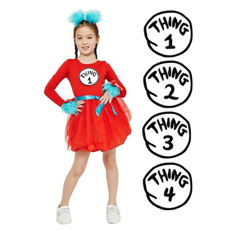 Buy Girls Dr Seuss Cat In The Hat Thing Costume Set Mydeal