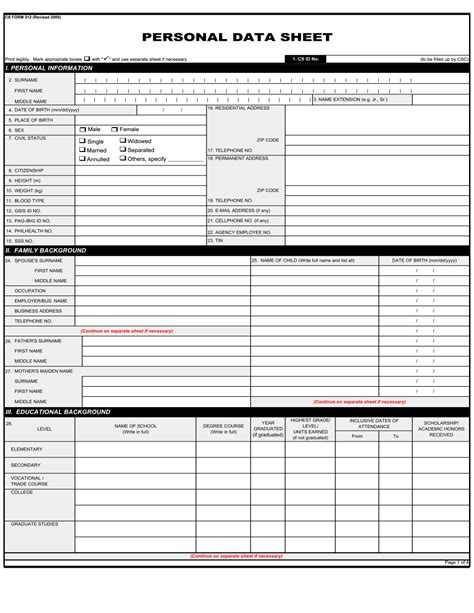 Personal Data Sheet Sample With Answer Fill Out Sign Online Dochub