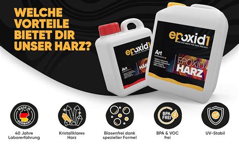 epoxid1 ART Epoxidharz mit Härter 2 1kg Set glasklar blasenfrei