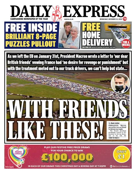 Daily Express Front Page 7th Of December 2020 Tomorrows Papers Today