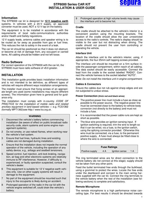 Sepura Plc STP8080 TETRA Portable Terminal User Manual STP8000 CAR KIT