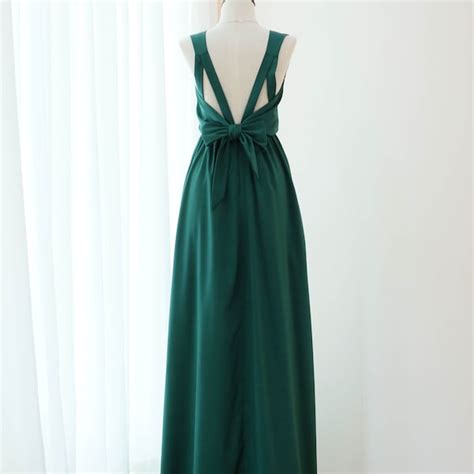 Dark Green Dress - Etsy