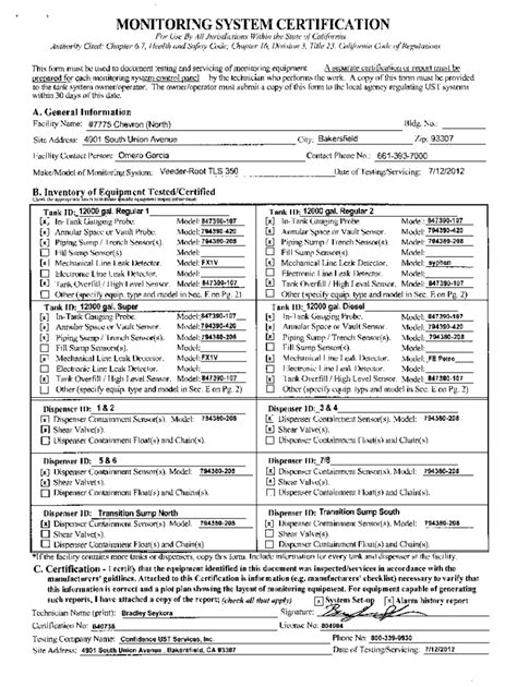 Fillable Online Docs Bakersfieldcity Overfill Prevention Equipment Inspection Requirements