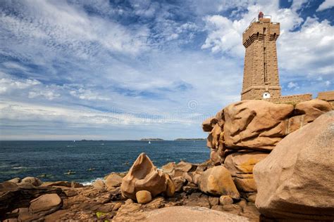 Ploumanac H Mean Ruz Lighthouse Between The Rocks In Pink Granite Coast