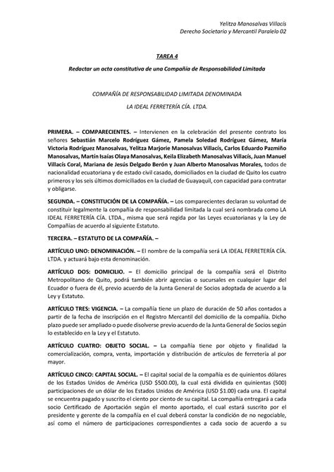 Introducir Imagen Modelo De Acta Constitutiva De Sociedad De