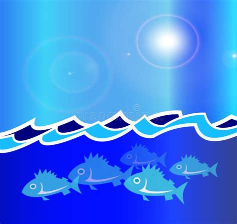 Blue Ocean Illustration Fish Stock Illustration - Illustration of ...