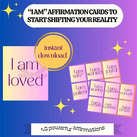 Positive Affirmations Cards To Print Digital Positive Etsy