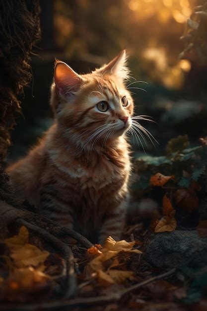 Un Gato En El Bosque Foto Premium