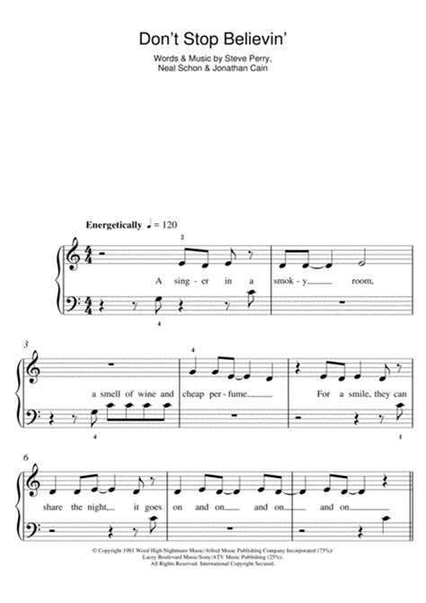 Dont Stop Believin By Journey Easy Piano Digital Sheet Music Sheet Music Plus