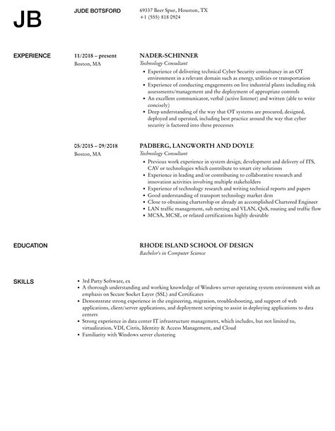 Technology Consultant Resume Samples Velvet Jobs