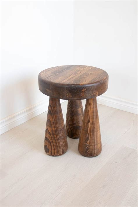 Straight Legged Thick Club Leg Stool Reclaimed Wooden Tripod Large